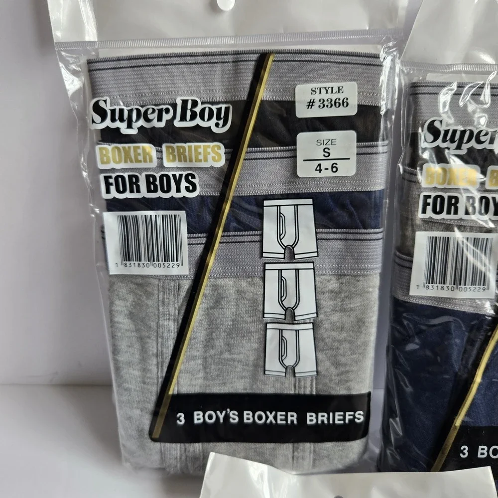 NEW Lot Of 3 3-packs Boys BOXER BRIEFS Size S 4-6 Assorted Colors Super Boy‎